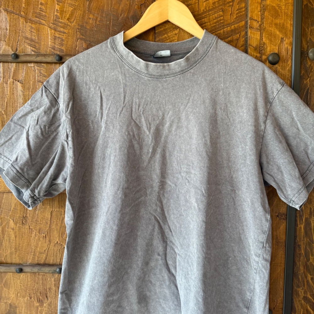 Concept Collective Mens Grey Mineral Wash Boxy Cotton Crew Neck T-Shirt Size M - Picture 2 of 5